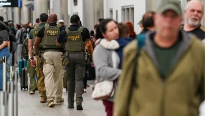 ‘Another disaster waiting to happen’: Sending ICE agents into airports incites uproar as TSA wait times stretch hours long