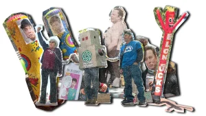 Some fantastically weird protest art is popping up outside the OpenAI trial