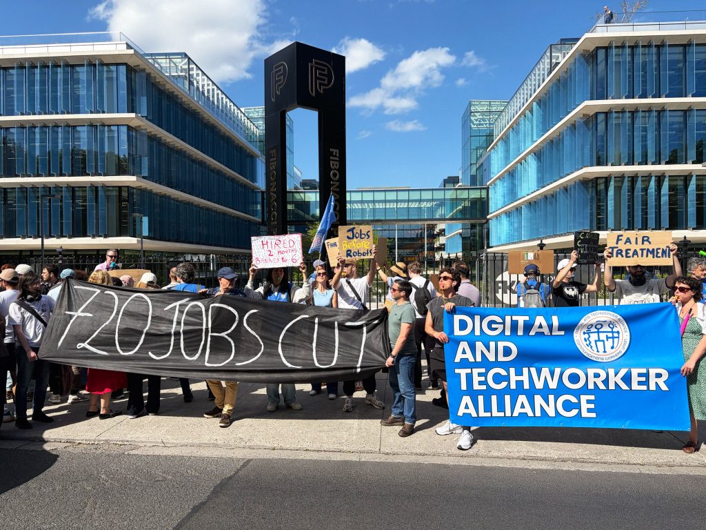 ‘We’re Just Getting the Crumbs Here’: Contractors Protest Layoffs at Meta’s European Headquarters